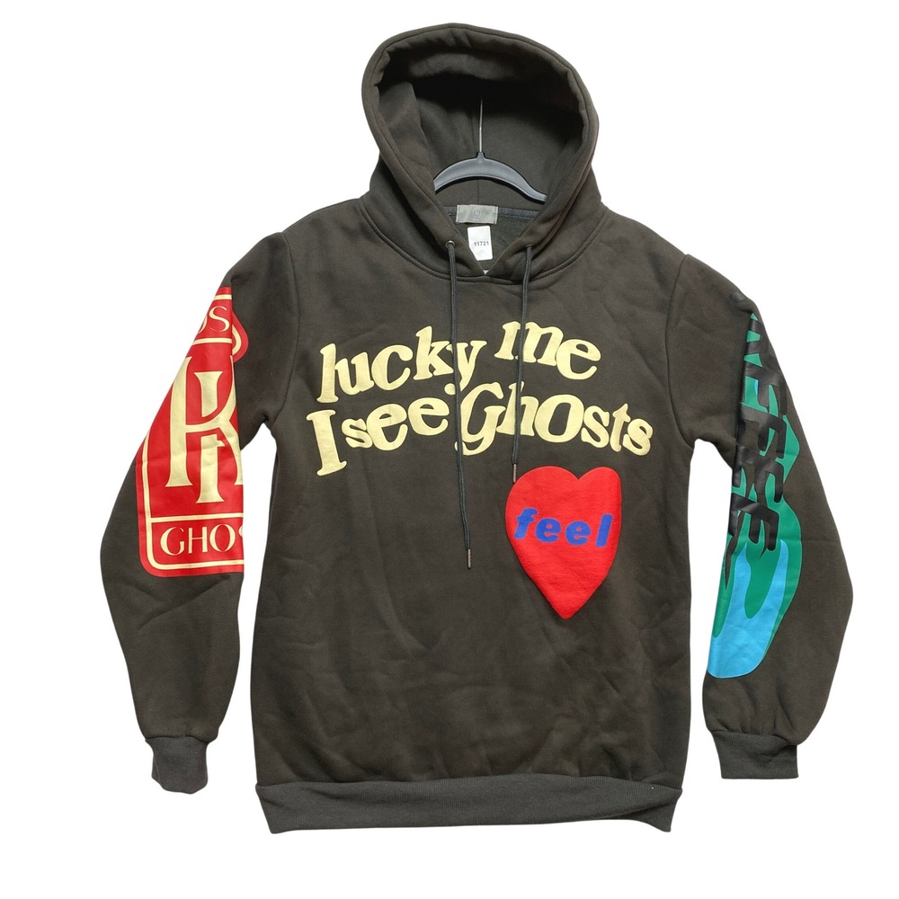 Hbat Hoodie Mens M Brown Lucky Me I See Ghosts Graphic See Ghosts Sweatshirt